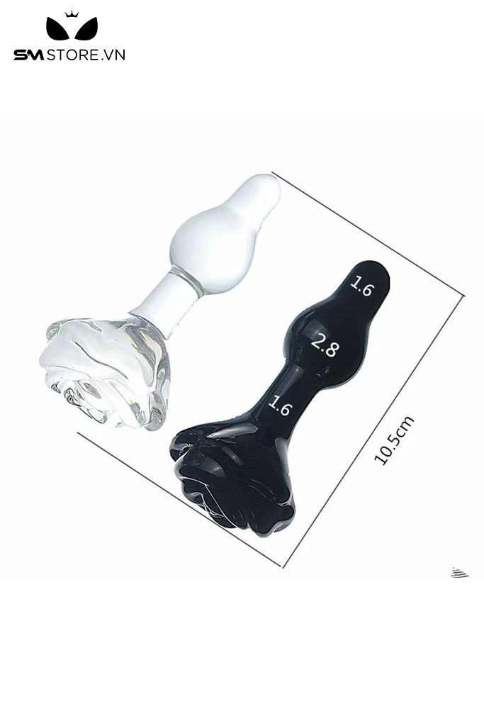 SMT3765 - Đồ chơi hậu môn với đế bông hoa thủy tinh dài 10.5cm