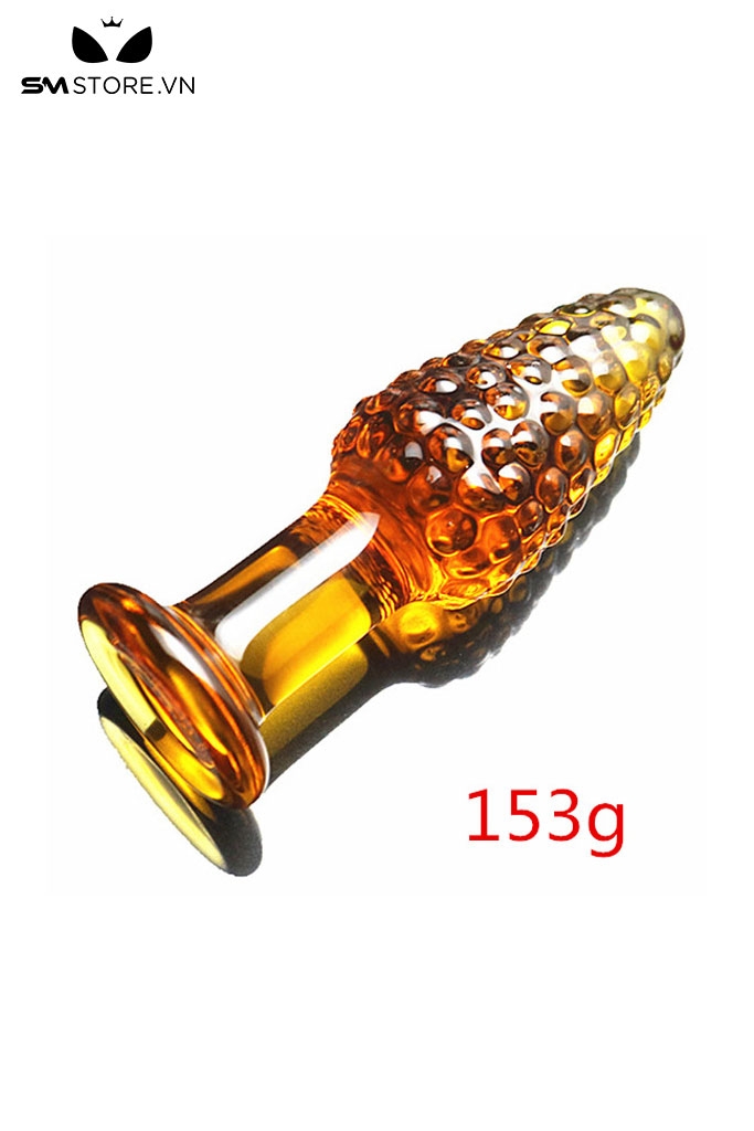 SMT3766 - Butt plug thủy tinh có bi nổi trong suốt dài 10.5 và 11.5cm