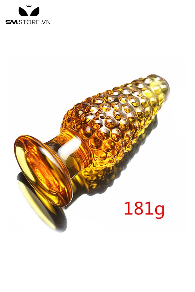 SMT3766 - Butt plug thủy tinh có bi nổi trong suốt dài 10.5 và 11.5cm