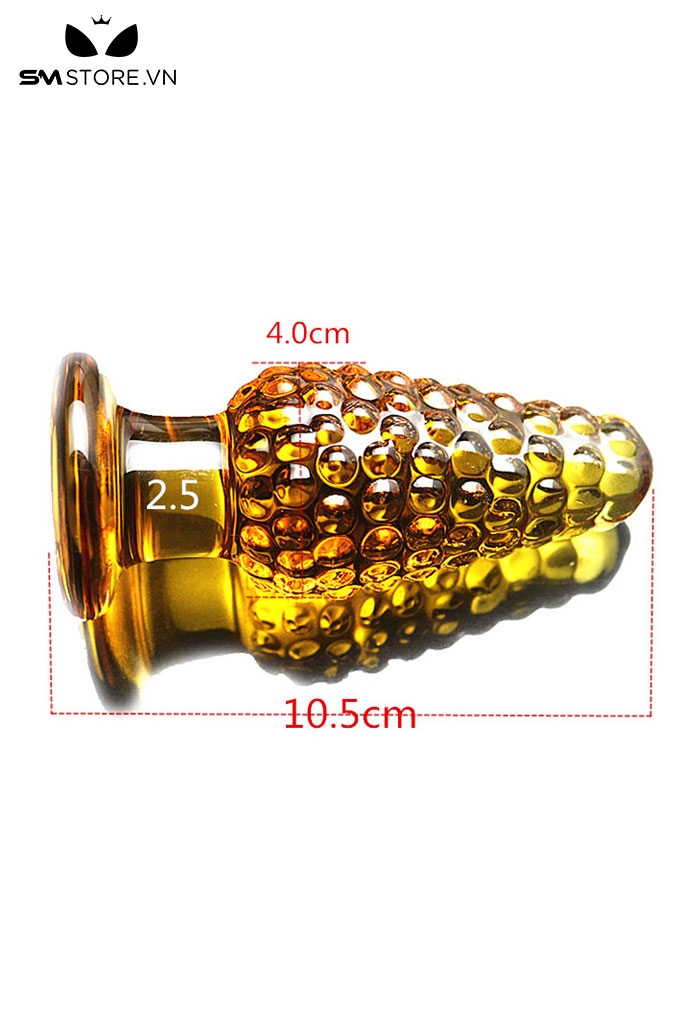 SMT3766 - Butt plug thủy tinh có bi nổi trong suốt dài 10.5 và 11.5cm