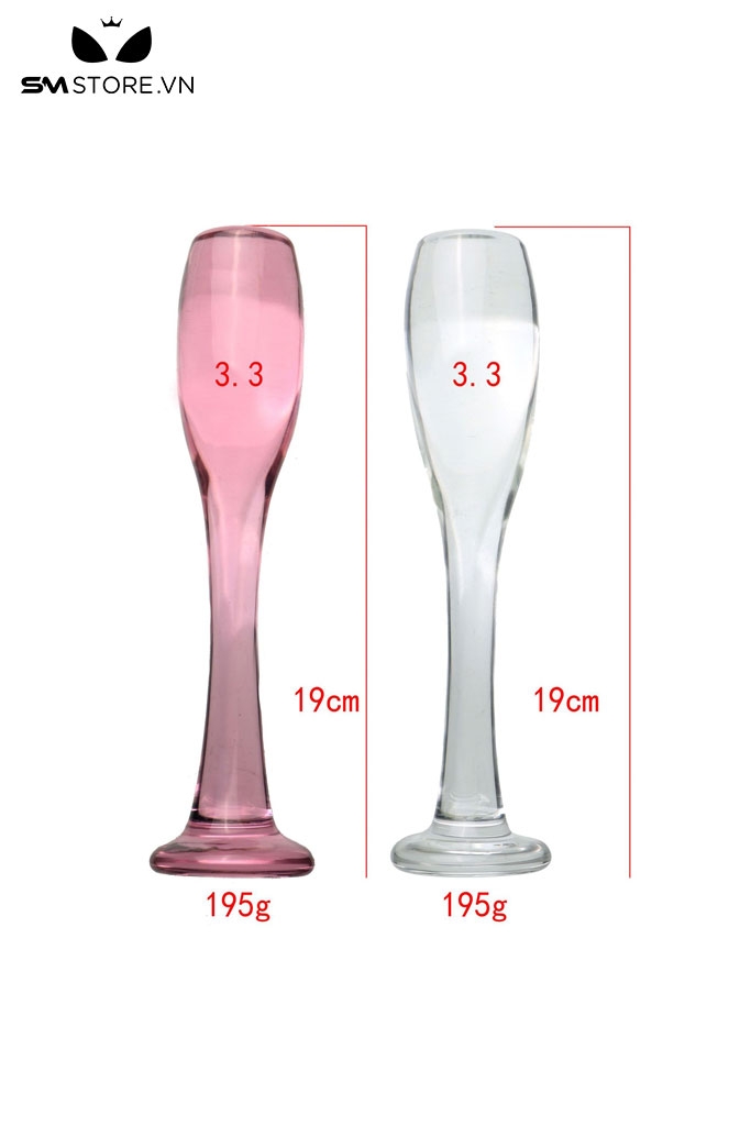 SMT3769 - Butt plug ngụy trang hình ly thủy tinh trong suốt dài 19cm