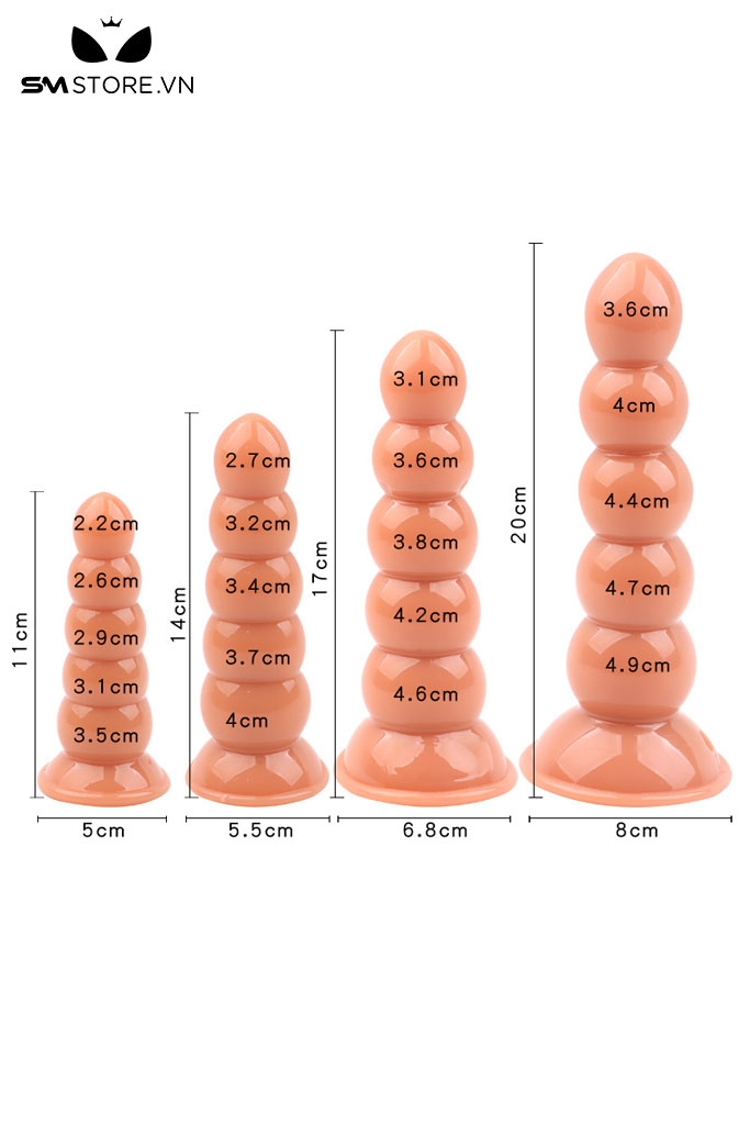SMT3774 - Anal bead 5 tầng bi tròn đế dính tường silicon co giãn