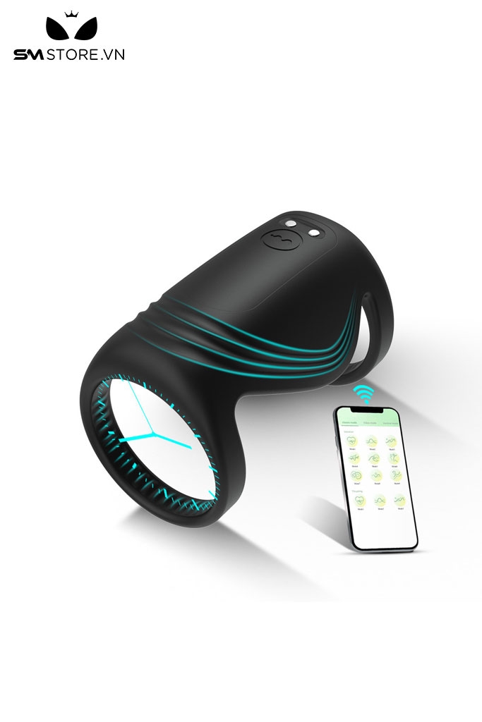 SMT3796 - Vòng đôi rung đeo gốc dương vật điều khiển APP dài 66mm