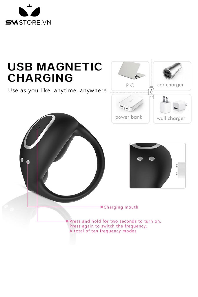 SMT3800 - Vòng đeo rung chống xuất tinh sớm có 9 chế độ dài 6.7cm