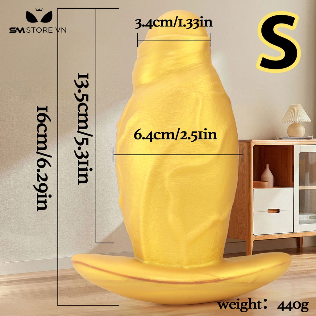 SMT3819 - Huge anal silicon đầu dương vật đế cong đường kính 6.4cm
