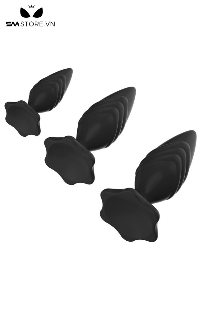SMT3822 - Butt plug hậu môn đế dính tường vân tam giác có 3 kích cỡ