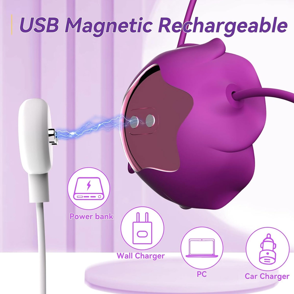 SMT3826 - Máy rung núm vú hình hoa hồng có dây và 11 tần số