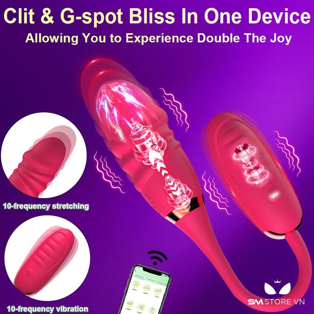 SMT3832 - Trứng rung 2 đầu với dương vật giả điều khiển APP dài 33.5cm