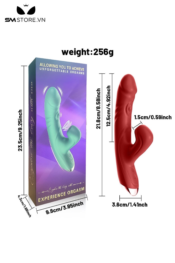 SMT3837 - Máy rung hút đầu dương vật dài 21.8cm có bi giữa sạc điện