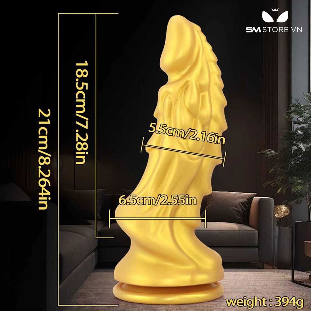 SMT3843 - Dương vật giả ngụy trang con rồng vàng đế dính tường dài 21cm