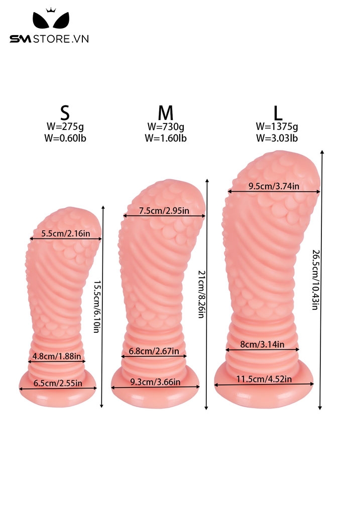 SMT3847 - Huge anal silicon đàn hồi vảy cá và bi nổi đế dính tường