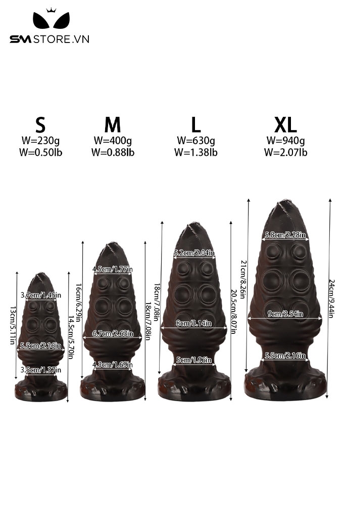 SMT3848 - Huge anal có xúc tu bạch tuộc và bi nổi silicon 4 kích cỡ
