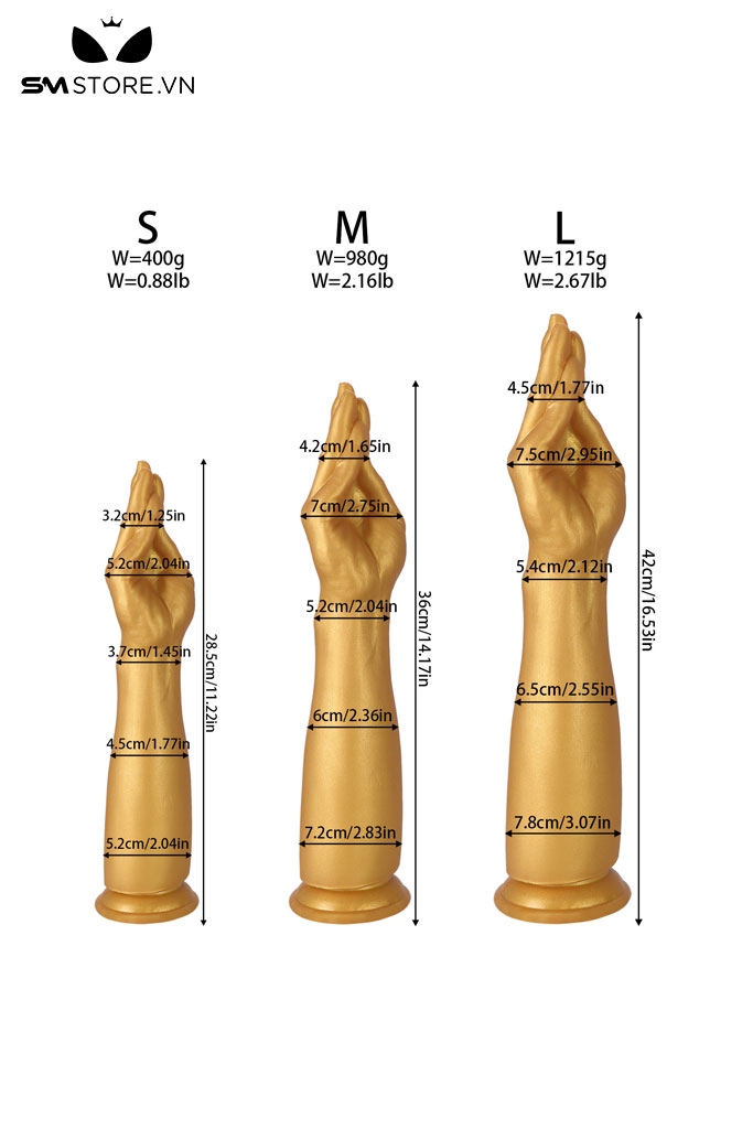 SMT3862 - Long anal bàn tay chụm trơn có đế dính tường dài 28.5 36 42cm