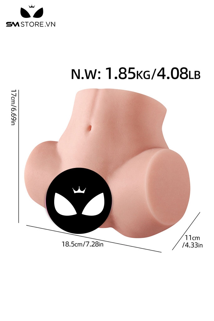SMT3869 - Mông giả silicon nguyên khối đàn hồi thiết kế 2 lỗ dài 18.5cm