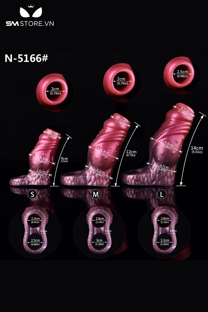 SMT3912 - Dương vật giả rỗng ruột có quai đeo và bi nổi bao quanh