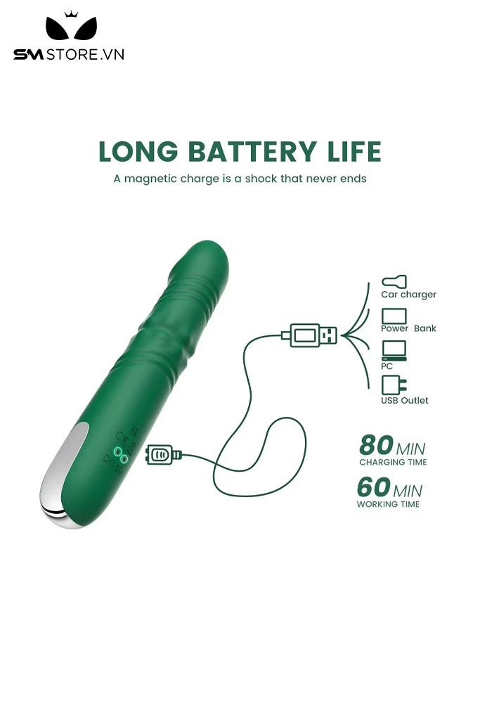 SMT3928 - Dương vật giả rung thụt xoay 360 độ có 10 chế độ dài 233mm