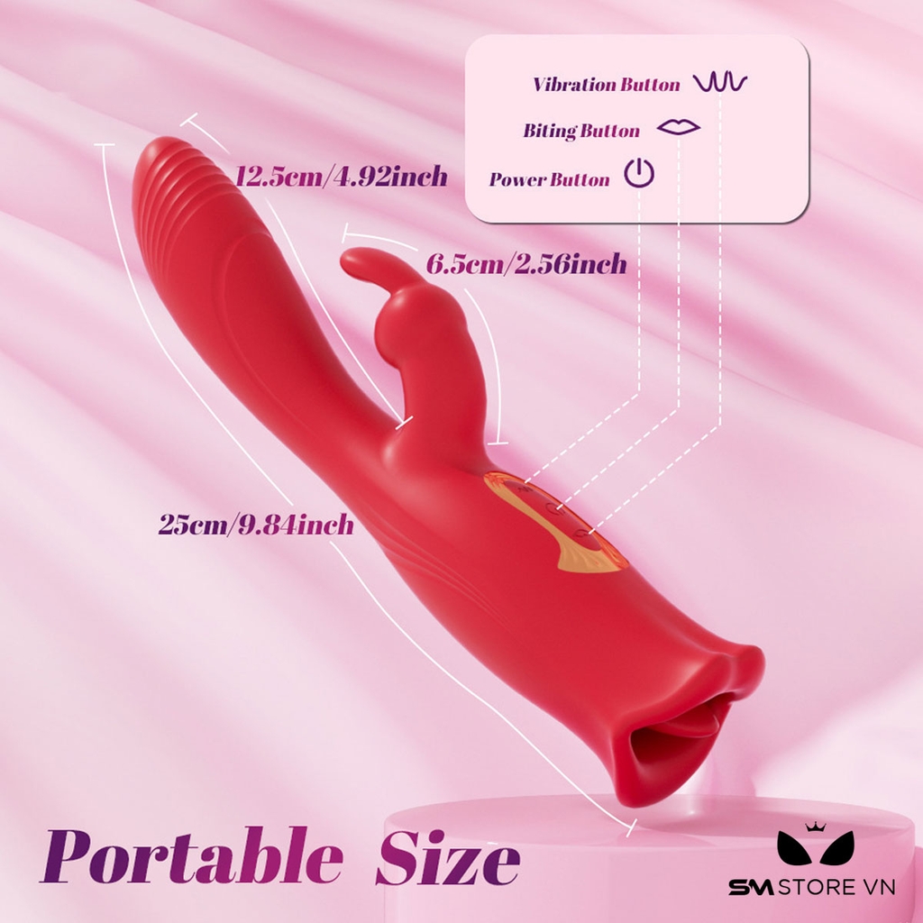 SMT3938 - Máy rung 2 đầu silicon có lưỡi liếm và 10 chế độ dài 25cm