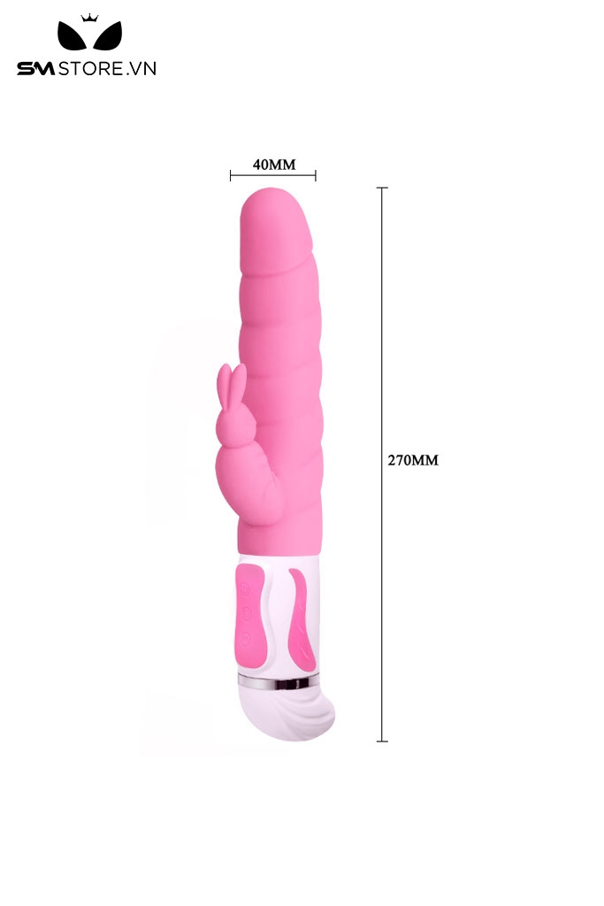 SMT3944 - Máy rung tai thỏ đầu dương vật vân xoắn ốc silicon dài 27cm
