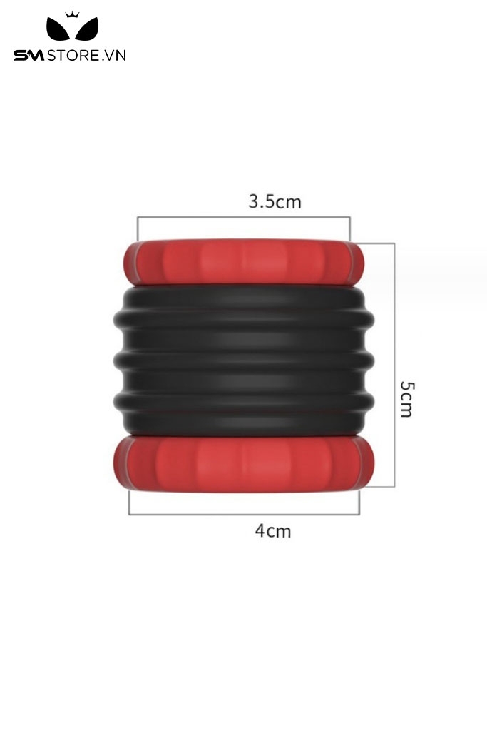 SMT3949 - Vòng đeo dương vật silicon phối 2 màu đen đỏ đường kính 4cm