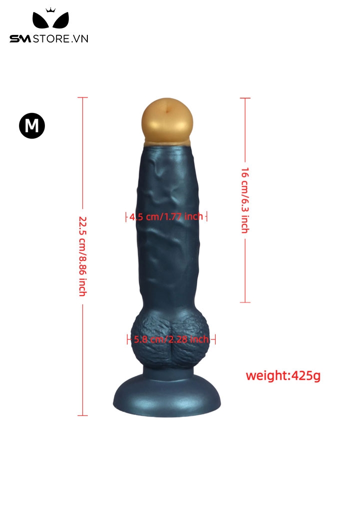 SMT3969 - Dương vật giả chó với đế dính tường dài 18 và 22.5cm