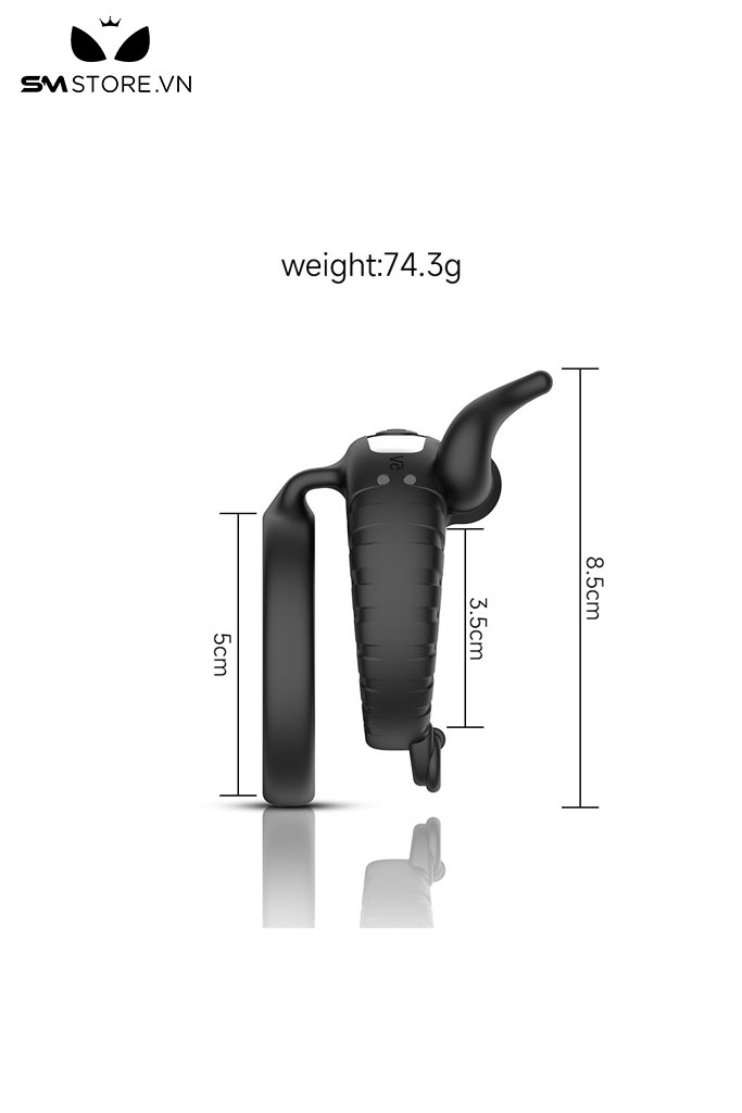 SMT3984 - Vòng rung đeo cu silicon hình sừng trâu có 10 tần số sạc điện