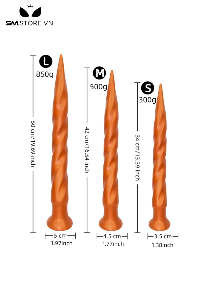 SMT3994 - Long anal thiết kế xoắn ốc đế hít tường dài 34 42 50 mm