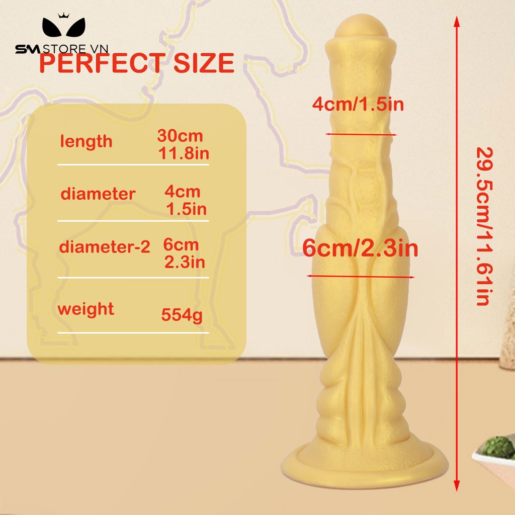 SMT3995 - Đồ chơi SM long anal đế dính tường silicon đàn hồi dài 29.5cm