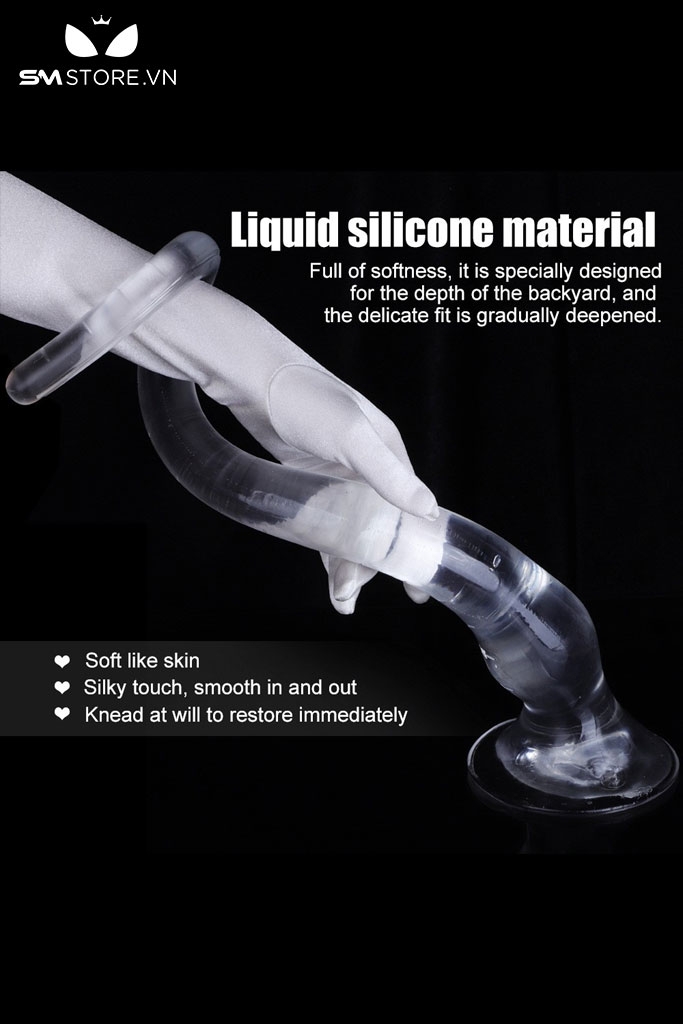 SMT4001 - Long anal silicon có vạch chia trong suốt đế hít tường và 3 size