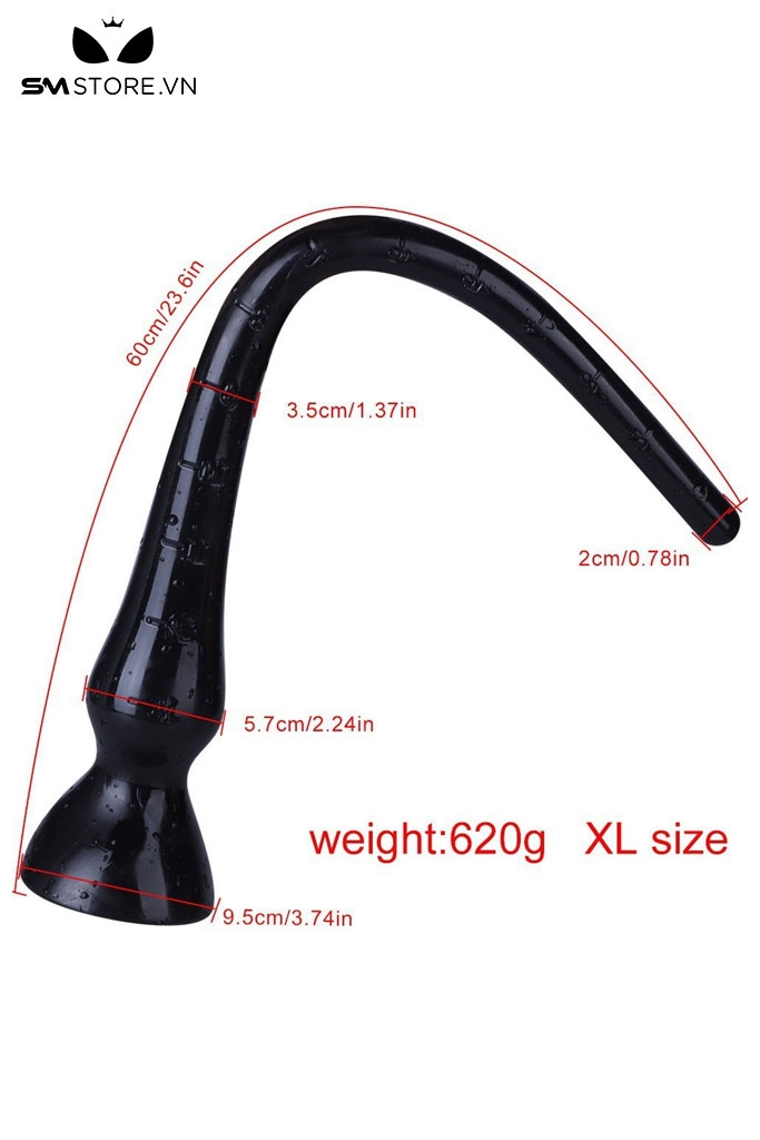 SMT4001 - Long anal silicon có vạch chia trong suốt đế hít tường và 3 size