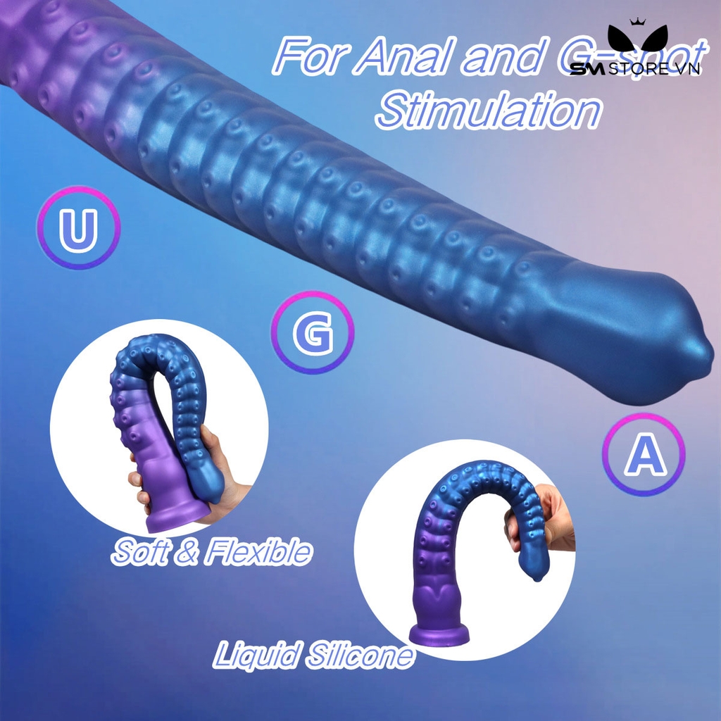 SMT4002 - Long anal silicon có xúc tu bạch tuộc đế dính tường và 2 size