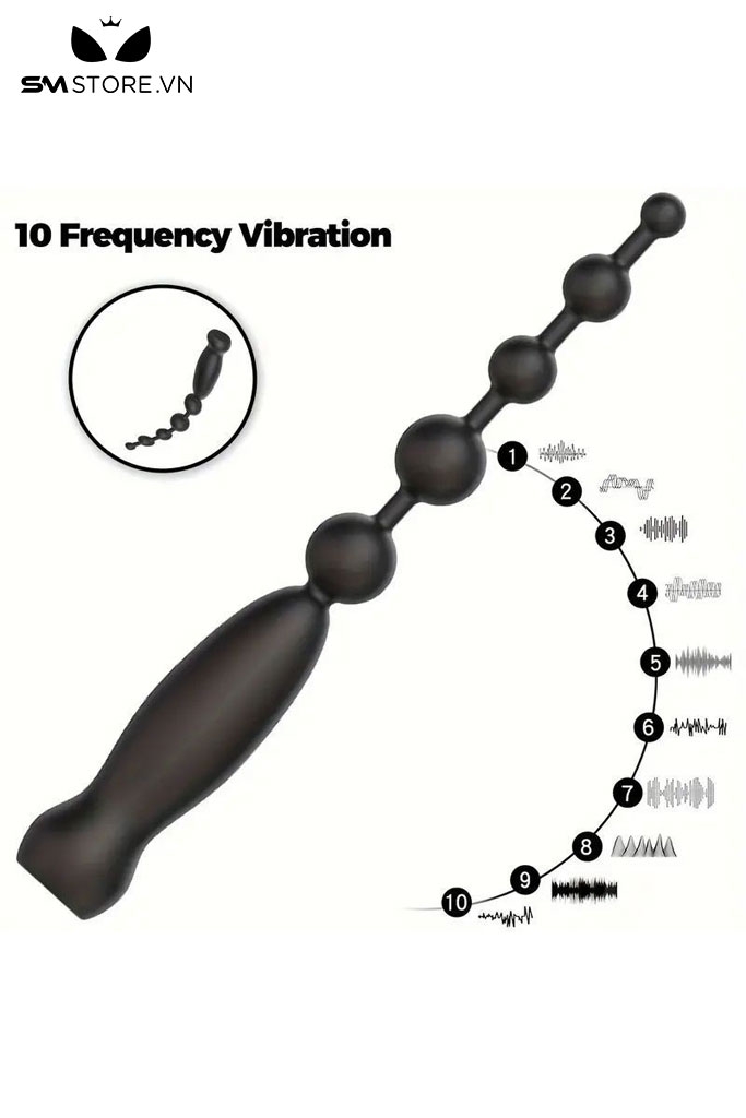 SMT4021 - Anal beads với chuỗi 5 hạt có 10 chế độ rung cầm tay