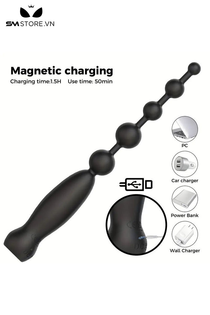 SMT4021 - Anal beads với chuỗi 5 hạt có 10 chế độ rung cầm tay