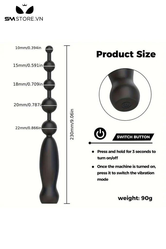 SMT4021 - Anal beads với chuỗi 5 hạt có 10 chế độ rung cầm tay