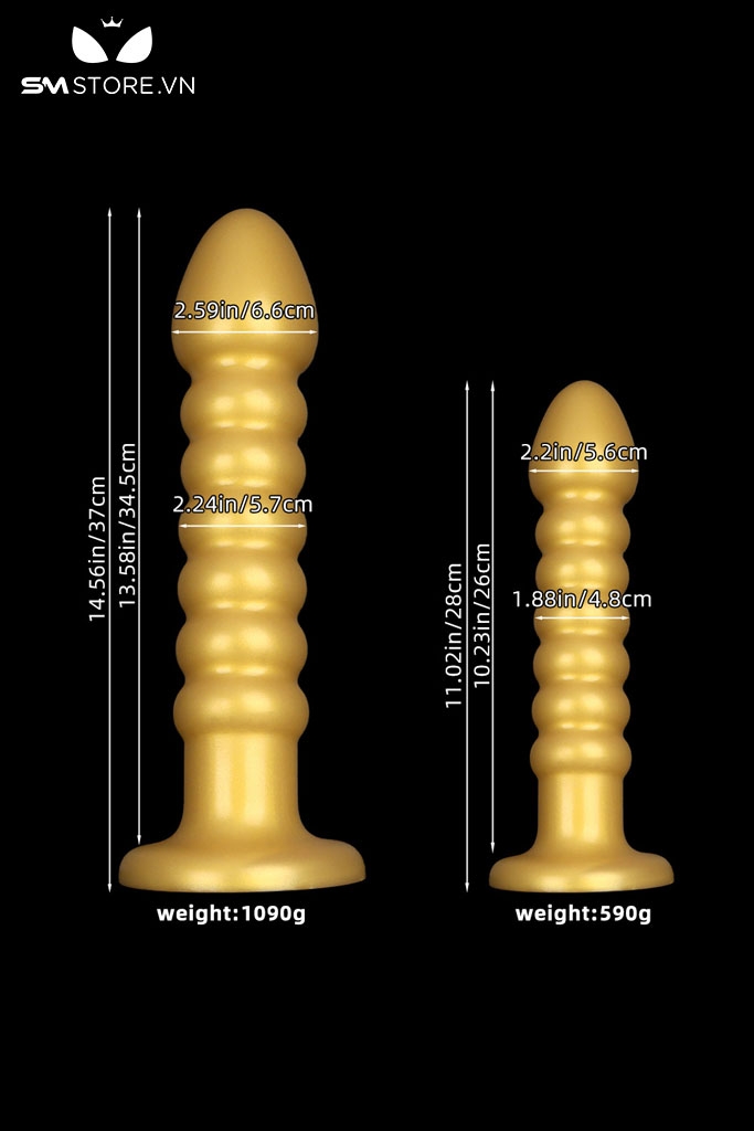 SMT4026 - Long anal silicon mềm xếp tầng đế hít tường dài 26 và 32cm