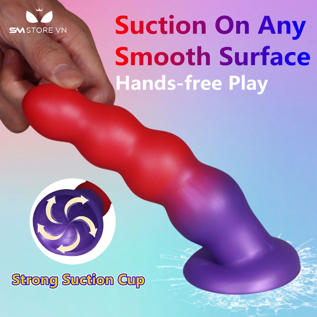 SMT4035 - Anal bead phối màu đế dính tường dài 16cm silicon co giãn