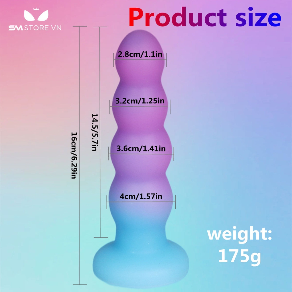 SMT4035 - Anal bead phối màu đế dính tường dài 16cm silicon co giãn
