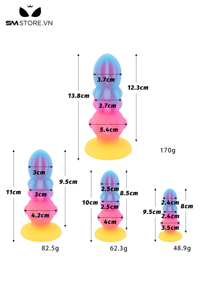 SMT4037 - Anal beads silicon phát sáng với chuỗi hạt 3 tầng