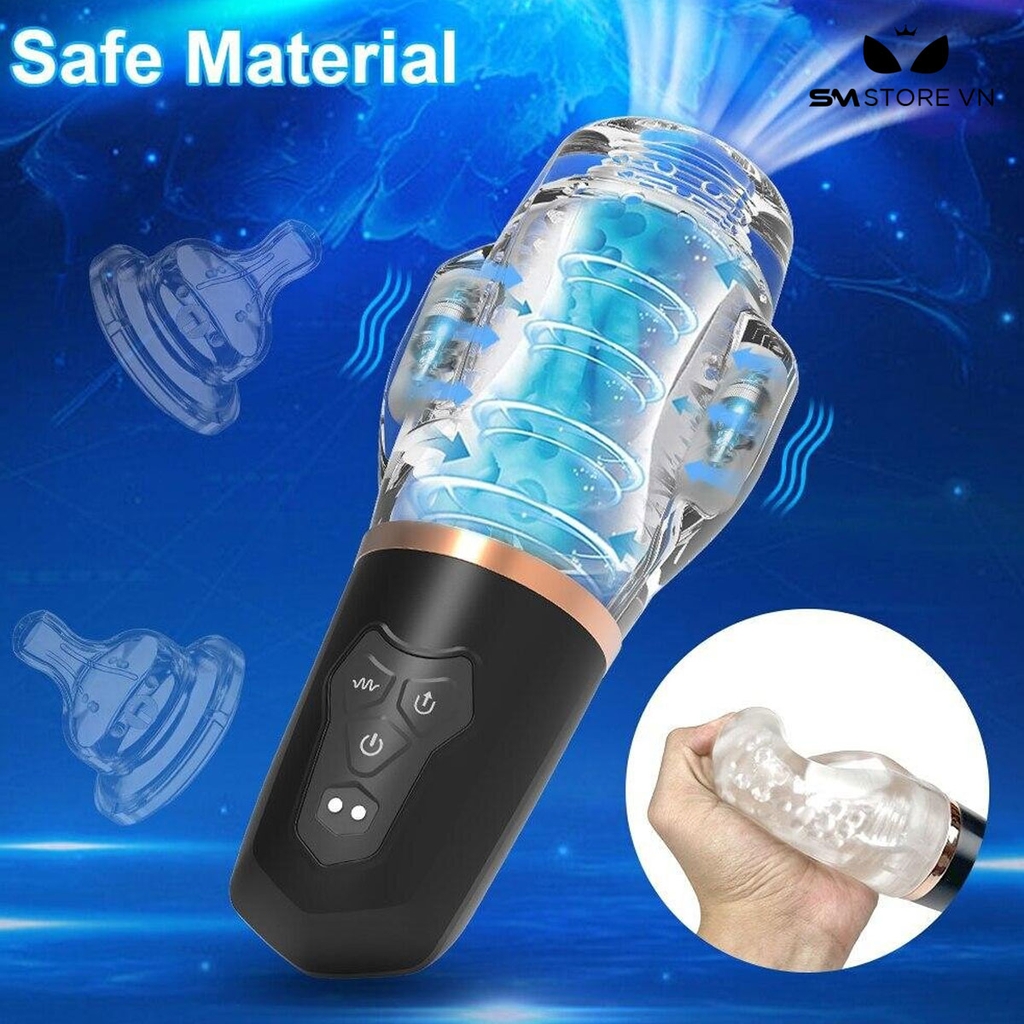 SMT4073 - Cốc thủ dâm rung thụt xoay sạc điện silicon cao cấp dài 205mm