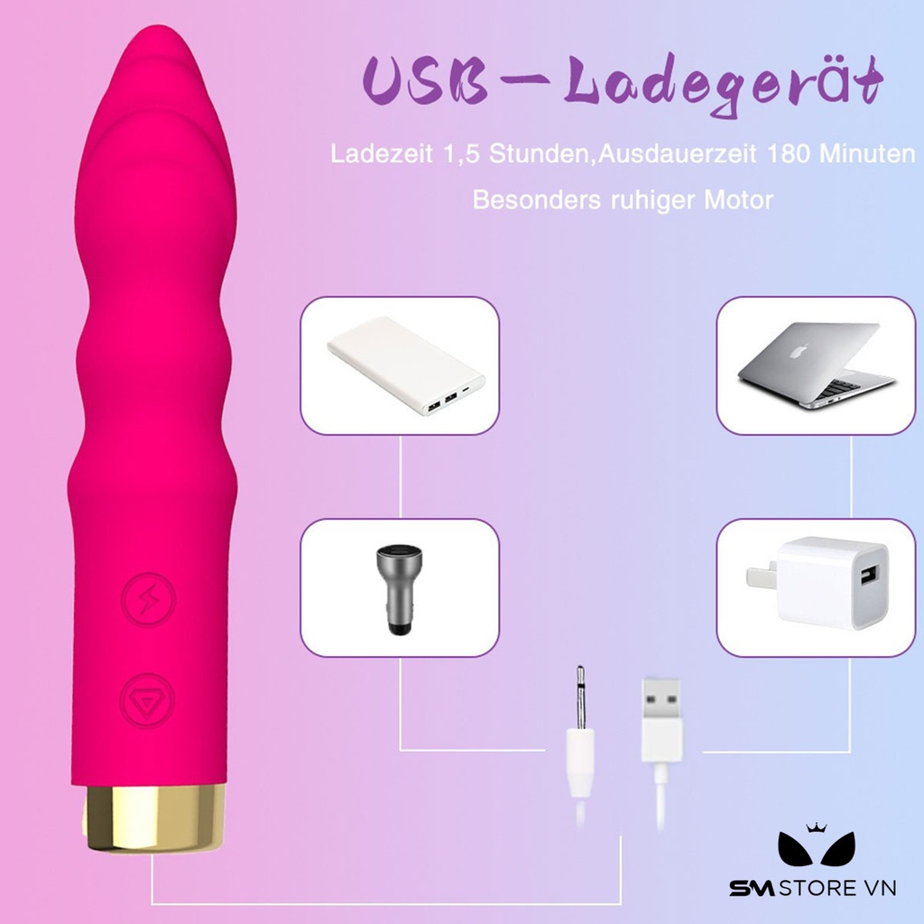 SMT4132 - Máy rung silicon mũi khoan đầu tròn sạc USB có 10 chế độ