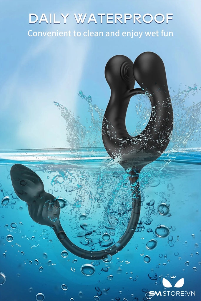 SMT4136 - Vòng rung dương vật mix butt plug hậu môn điều khiển qua APP