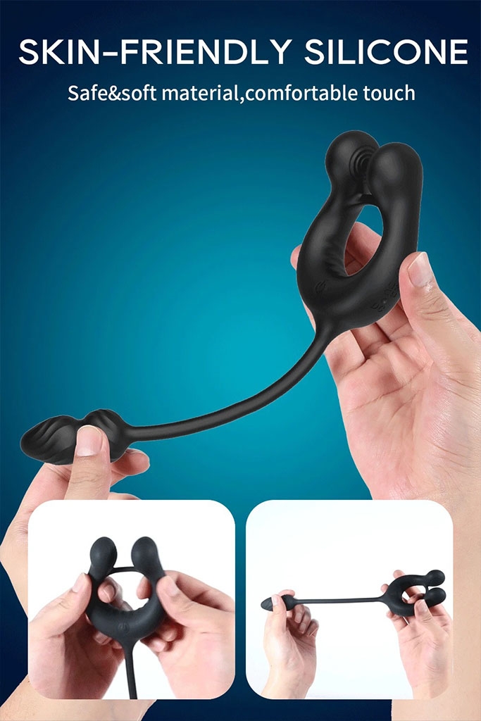 SMT4136 - Vòng rung dương vật mix butt plug hậu môn điều khiển qua APP