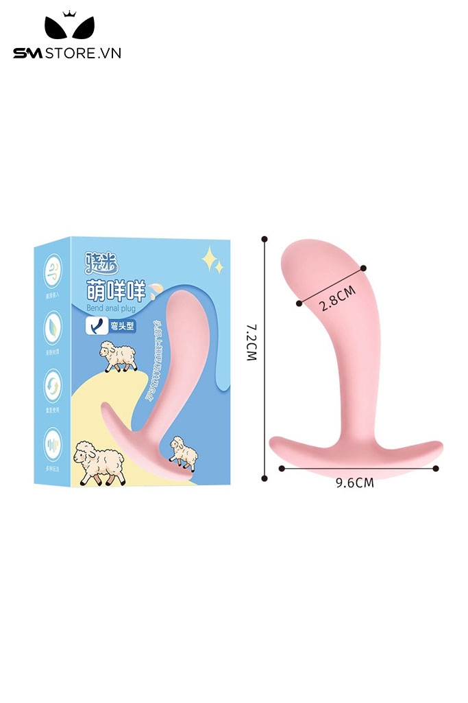 SMT4174 - Butt plug hậu môn silicon mềm dạng cong tròn dài 7.2cm