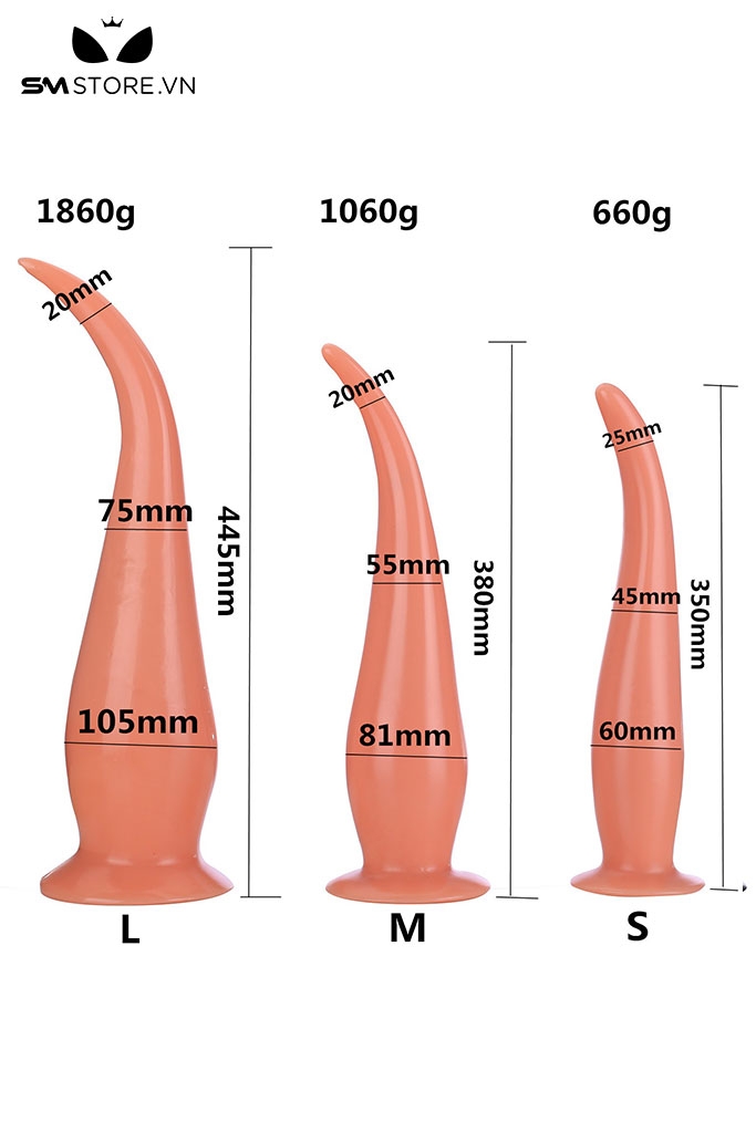 SMT4190 - Long anal silicon mềm đuôi siêu dài và nhọn đế gắn tường