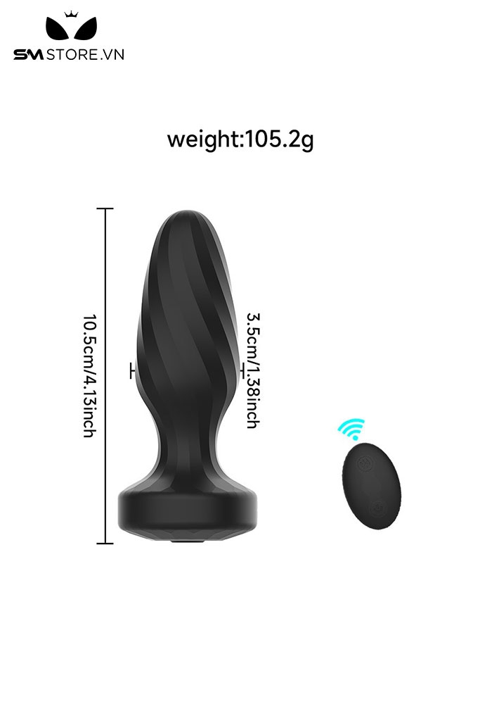 SMT4202 - Máy rung hậu môn silicon vân chéo có 9 chế độ xoay dài 10.5cm