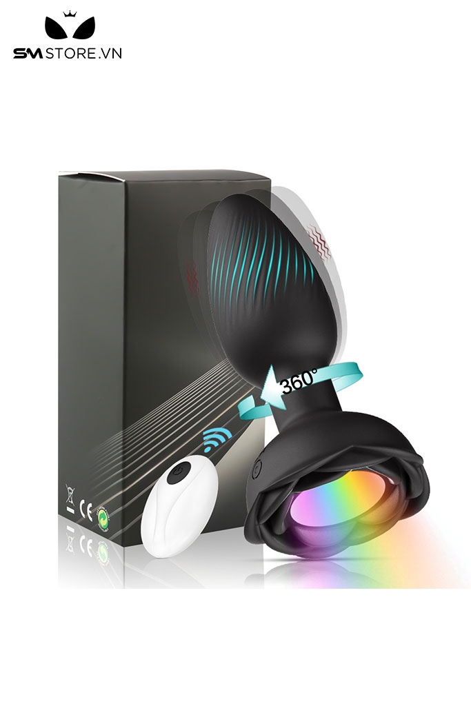 SMT4204 - Máy rung hậu môn silicon đế hoa có đèn phát sáng dài 106mm