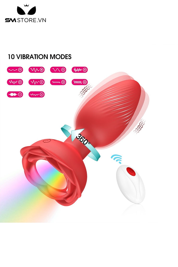 SMT4204 - Máy rung hậu môn silicon đế hoa có đèn phát sáng dài 106mm