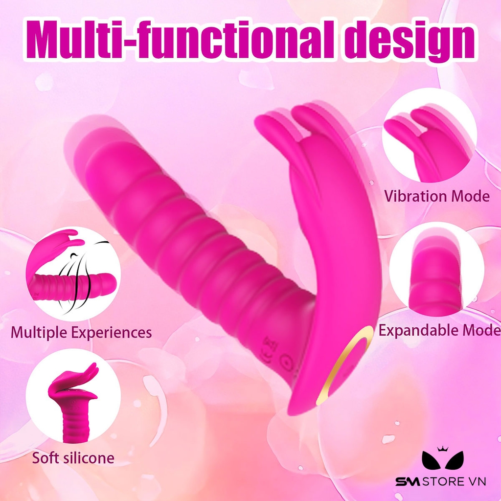SMT4213 - Máy rung 2 đầu hình tai thỏ điều khiển từ xa sạc điện có 10 tần số