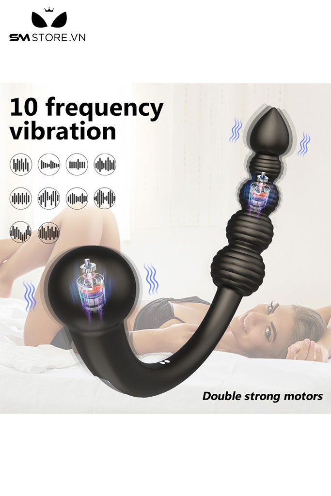 SMT4214 - Máy rung 2 đầu anal beads có 10 chế độ dài 201mm sạc điện