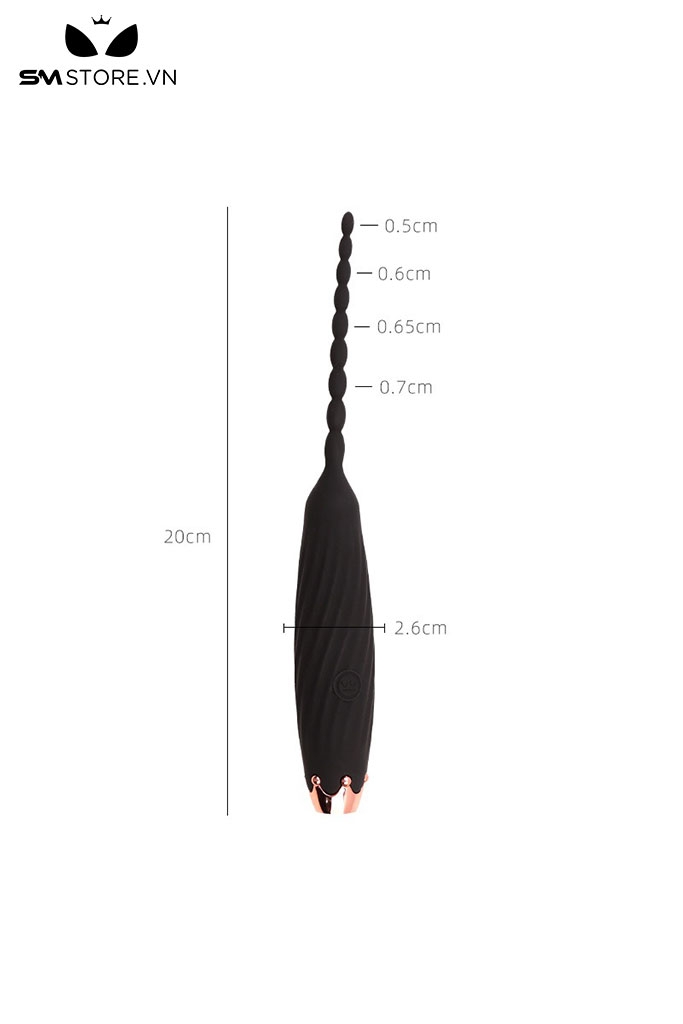 SMT4216 - Que rung niệu đại silicon mềm dài 20cm với chuỗi hạt liền