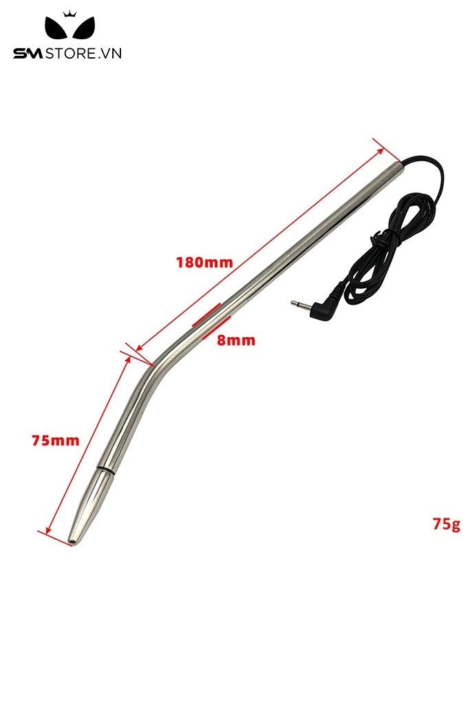 SMT4222 - Đồ chơi niệu đạo inox thiết kế trơn dạng cong dài 255mm